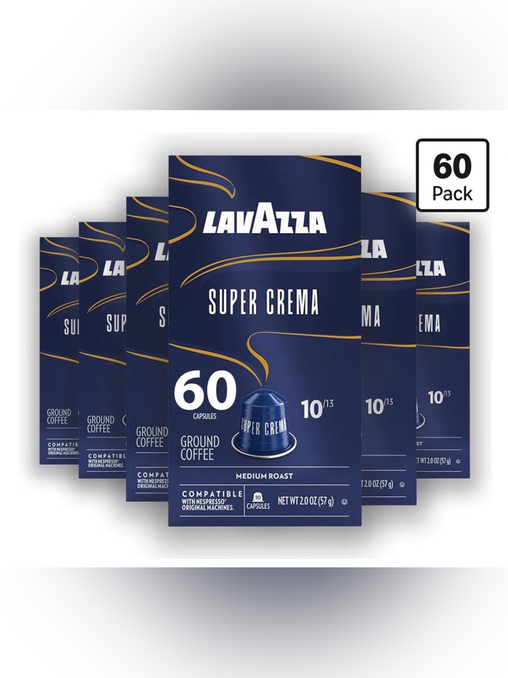 Lavazza Super Crema Aluminum Capsules Compatible w Nespresso Original Machine